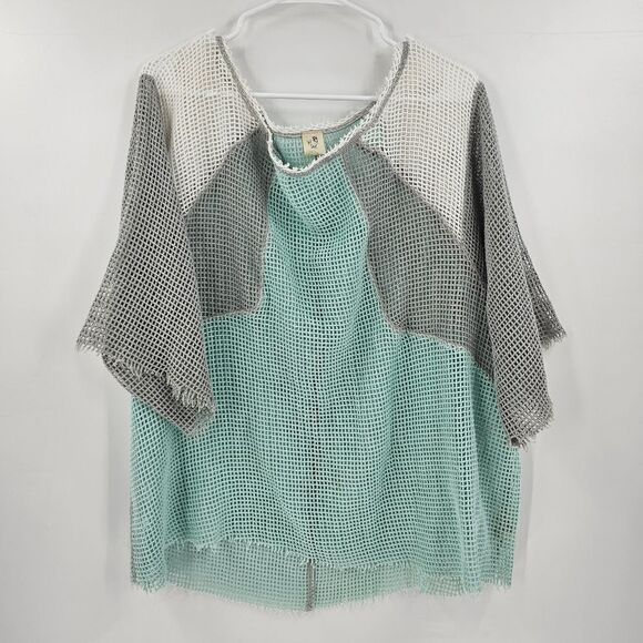 Free People Other - Free people swim cover medium large half sleeve short net teal vacation pool